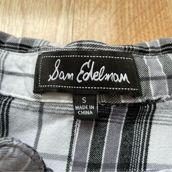 Sam Edelman Black and White Riley Flannel Boyfriend Shirt - Size: Small - Picture 4 of 14